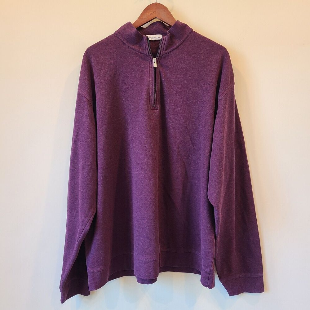 Peter Miller Crown Mens 1/4 Zip Pullover Sweater 2XL Maroon Modal Blend Classic